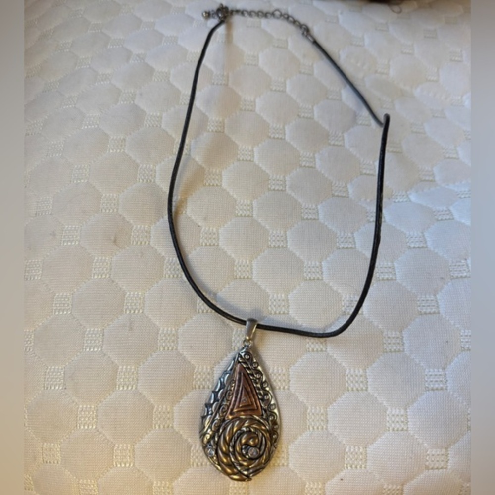 Silver and Black Pendant Necklace